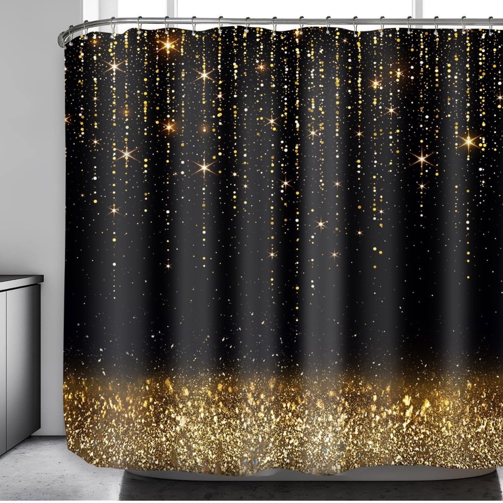 Gold Sparkling Crystal Shower Curtain no actual sparkling crystal on it